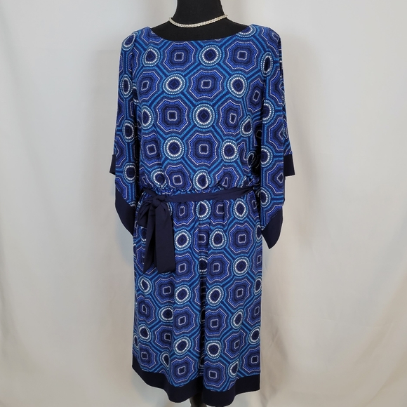 Dress Barn Dresses & Skirts - NEW - Dress Barn Midi Dress in Blue Geometric, Size: Medium
